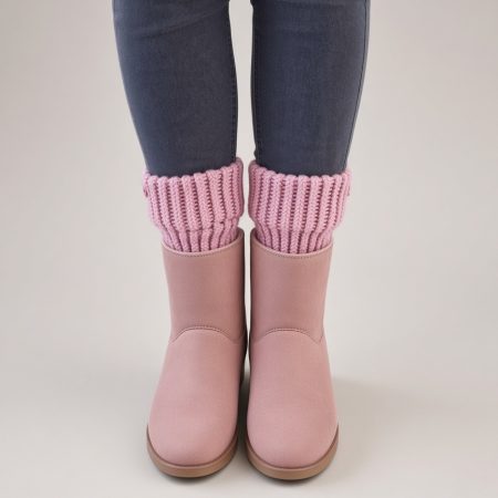 Handmade Pink Knitted Boot Cuffs – 100% Acrylic – Cute Heart Detail