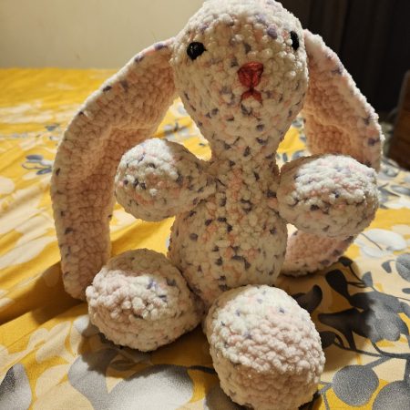 Hand-Crocheted Floppy Bunny Plush in Soft Chenille, Baby Safe UKCA Tested