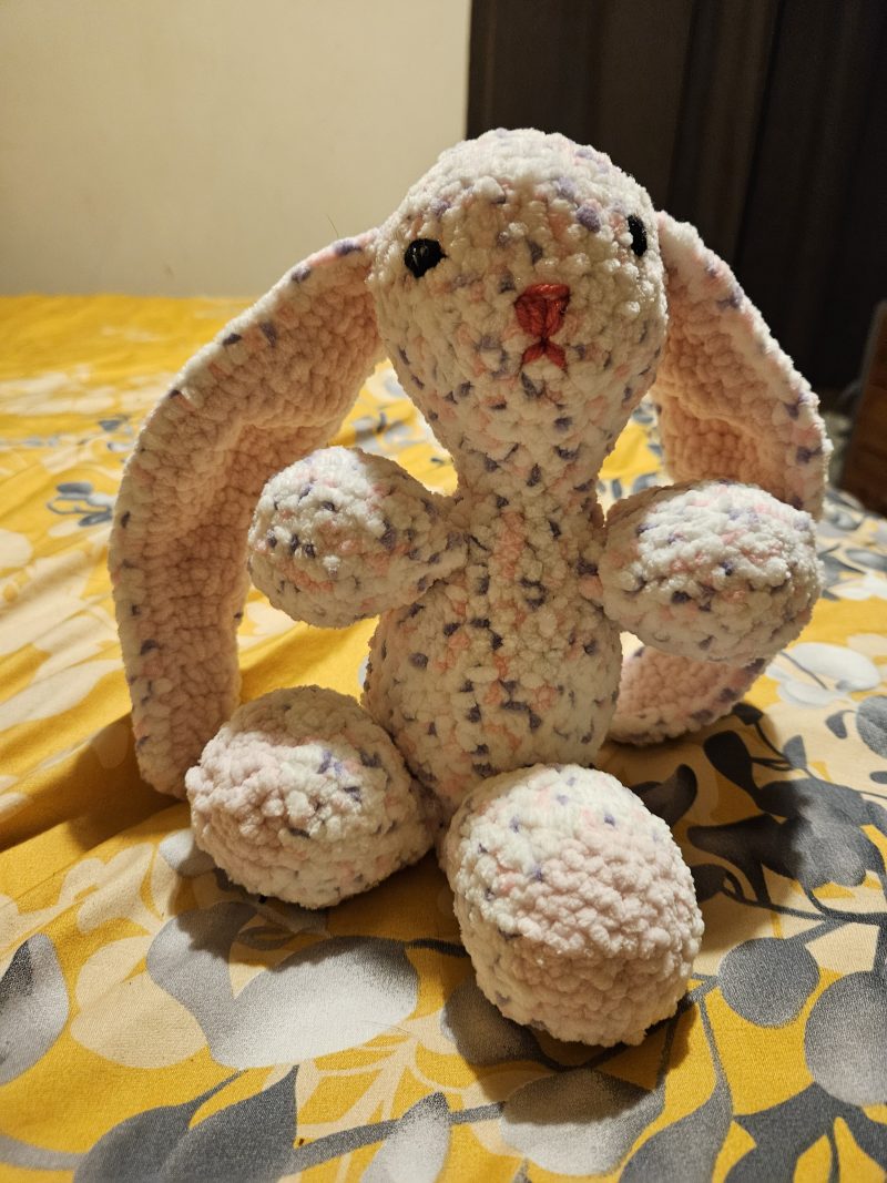 Hand-Crocheted Floppy Bunny Plush in Soft Chenille, Baby Safe UKCA Tested
