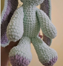 Hand-Crocheted Floppy Bunny Plush in Soft Chenille, Baby Safe UKCA Tested