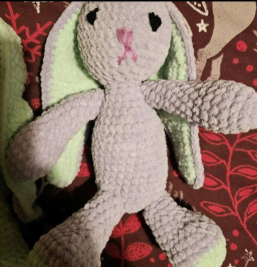 Hand-Crocheted Floppy Bunny Plush in Soft Chenille, Baby Safe UKCA Tested