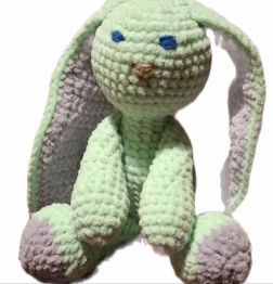 Hand-Crocheted Floppy Bunny Plush in Soft Chenille, Baby Safe UKCA Tested