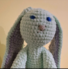 Hand-Crocheted Floppy Bunny Plush in Soft Chenille, Baby Safe UKCA Tested