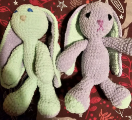Hand-Crocheted Floppy Bunny Plush in Soft Chenille, Baby Safe UKCA Tested