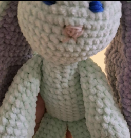 Hand-Crocheted Floppy Bunny Plush in Soft Chenille, Baby Safe UKCA Tested