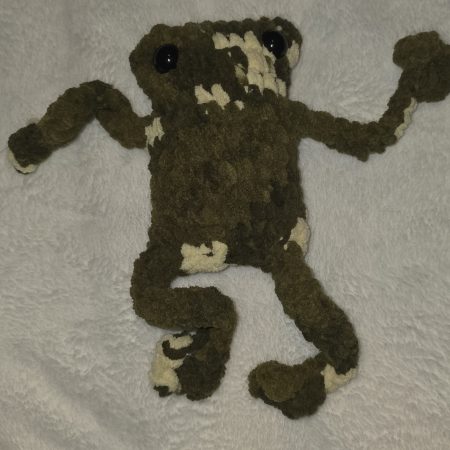 Crochet Leggy Frog Plush – Handmade Chenille Amigurumi toy – Custom Colours – UKCA Tested Soft Toy