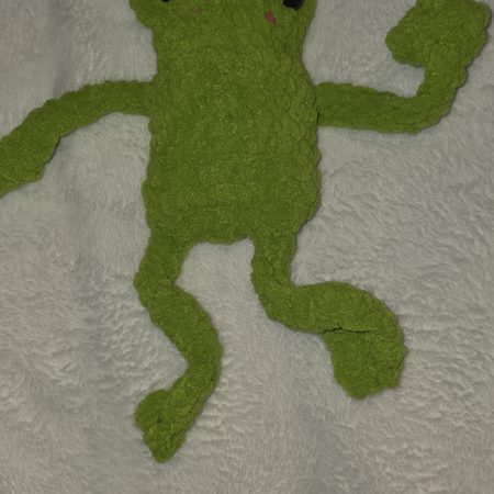 Crochet Leggy Frog Plush – Handmade Chenille Amigurumi toy – Custom Colours – UKCA Tested Soft Toy