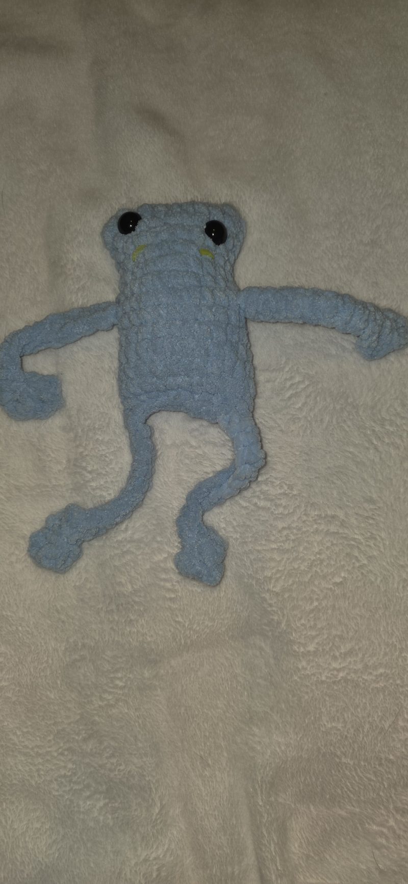 Crochet Leggy Frog Plush – Handmade Chenille Amigurumi toy – Custom Colours – UKCA Tested Soft Toy