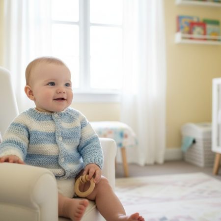 Handmade Crochet Baby Cardigan /Jacket Newborn to 12 Months | Soft Baby Gift | Herringbone stitch