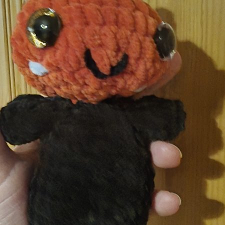 Crochet Pumpkin Man Plush: Chenille Amigurumi Halloween Toy