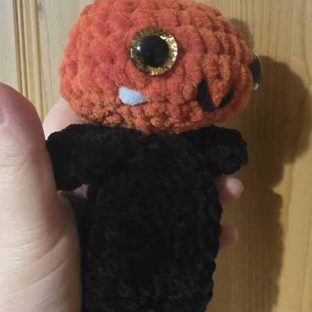 Crochet Pumpkin Man Plush: Chenille Amigurumi Halloween Toy