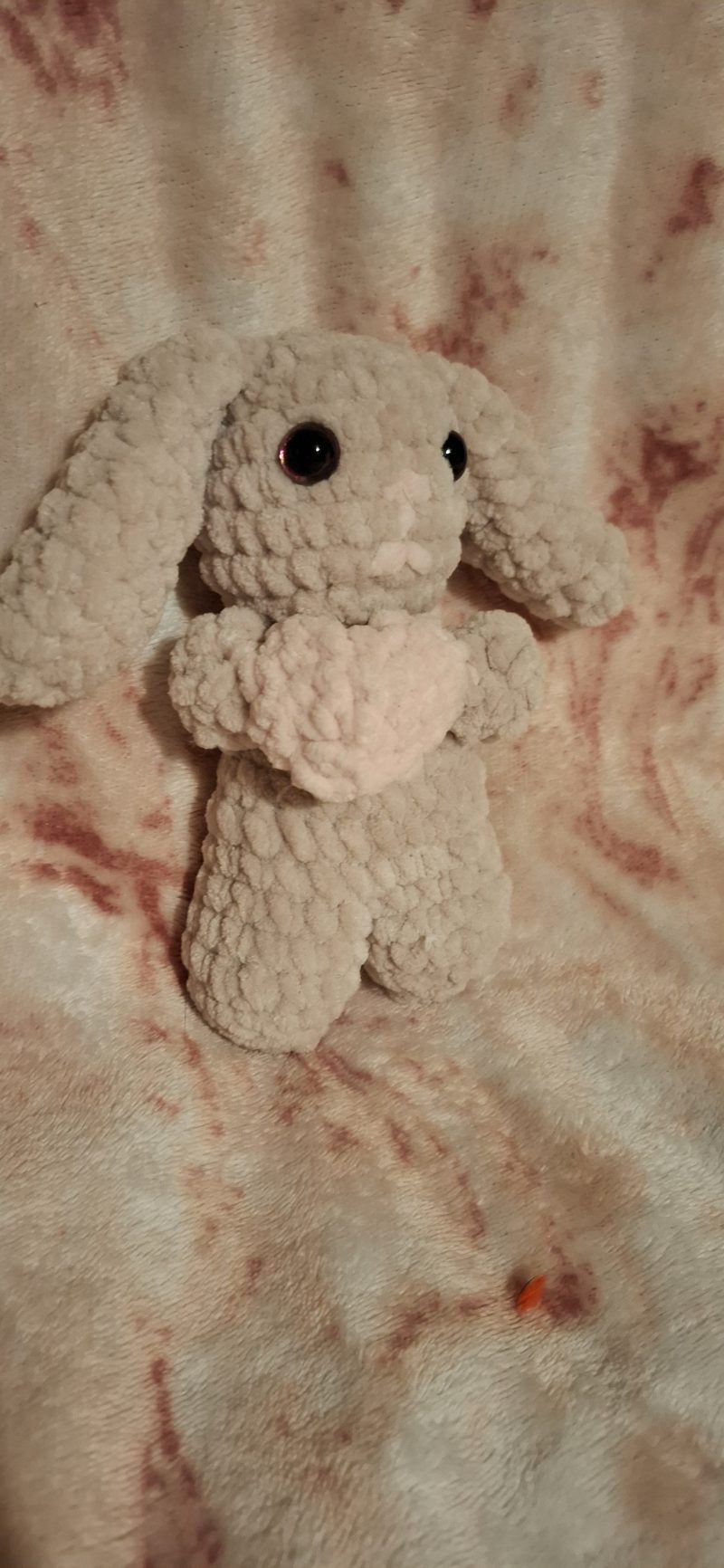 Crochet Bunny Plush with Heart: Handmade Chenille Amigurumi Toy