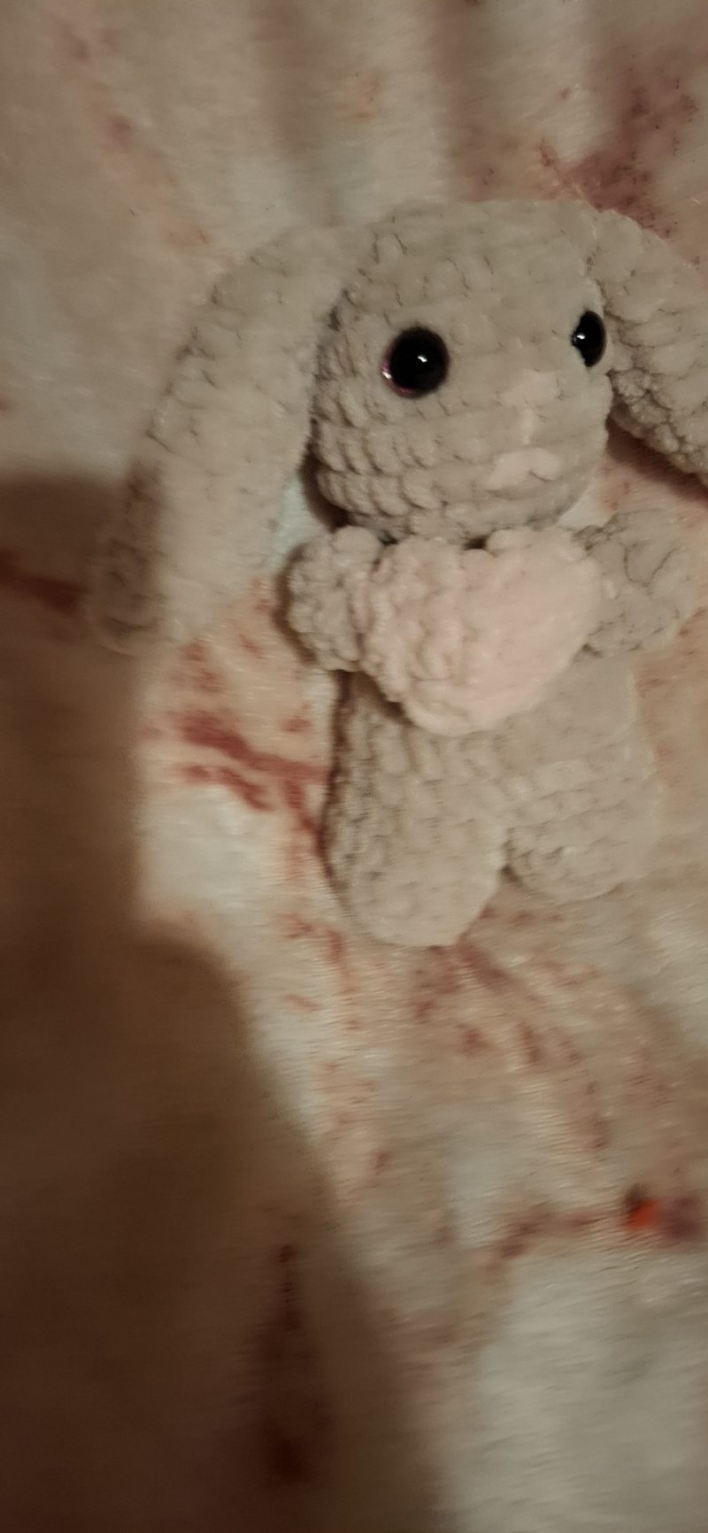 Crochet Bunny Plush with Heart: Handmade Chenille Amigurumi Toy
