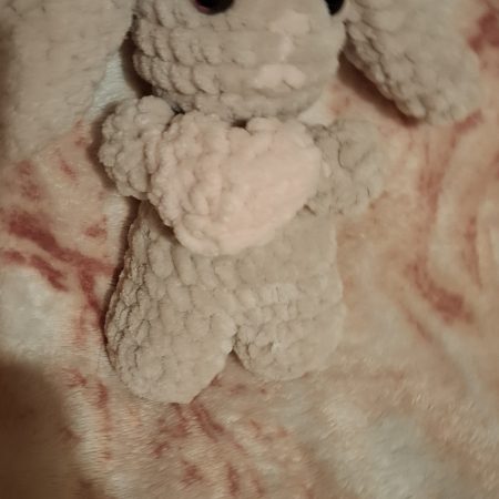 Crochet Bunny Plush with Heart: Handmade Chenille Amigurumi Toy