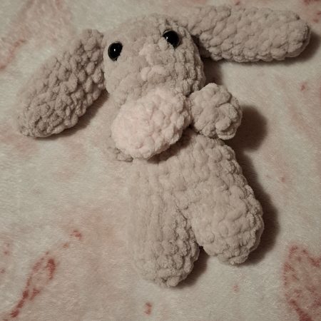 Crochet Bunny Plush with Heart: Handmade Chenille Amigurumi Toy