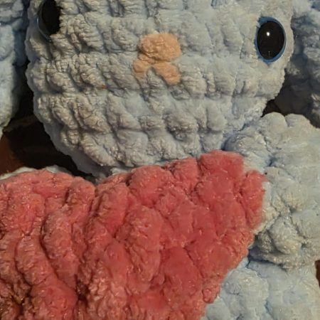 Crochet Bunny Plush with Heart: Handmade Chenille Amigurumi Toy