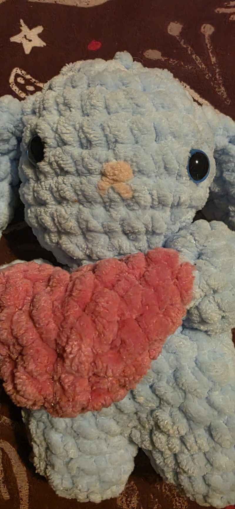 Crochet Bunny Plush with Heart: Handmade Chenille Amigurumi Toy