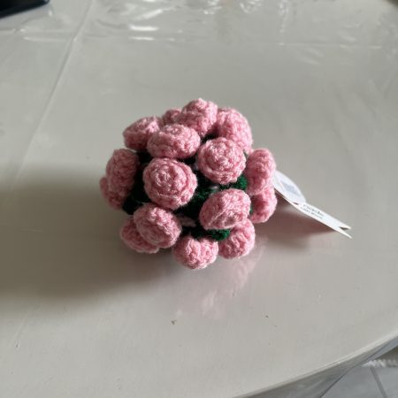 Handmade Crochet Rose Coaster with Pot