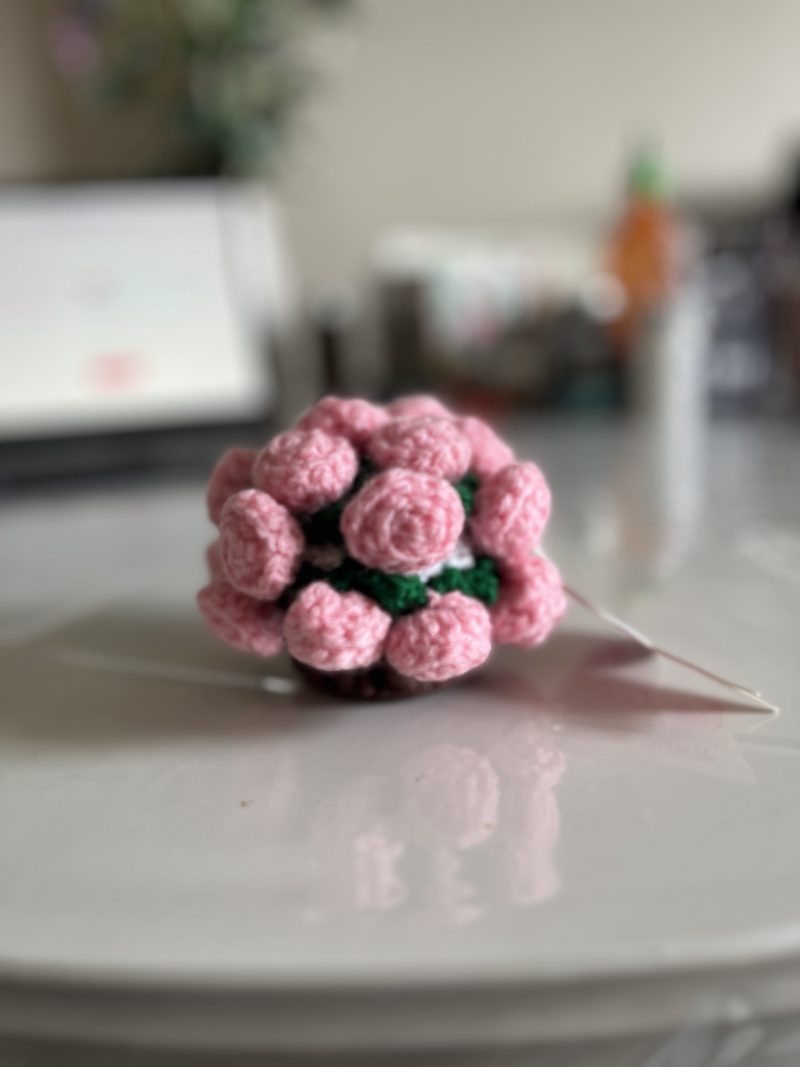 Handmade Crochet Rose Coaster with Pot