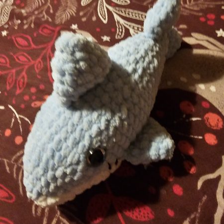 Handmade Great White Shark Plushie, 12 Inches Long, Child-Safe Yarn
