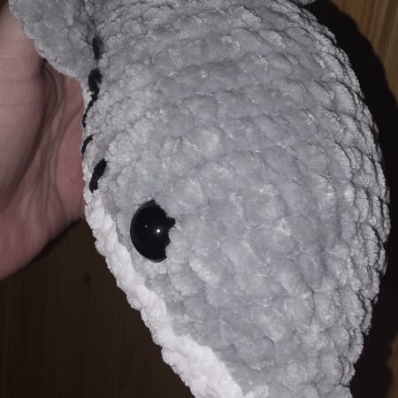 Handmade Great White Shark Plushie, 12 Inches Long, Child-Safe Yarn