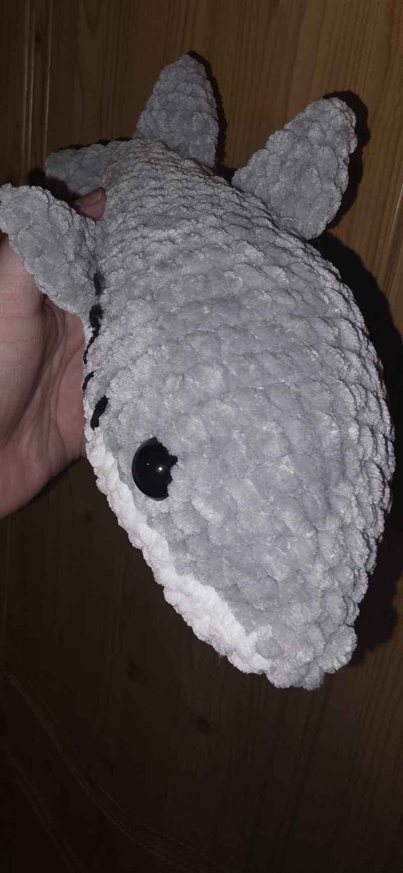 Handmade Great White Shark Plushie, 12 Inches Long, Child-Safe Yarn