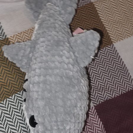 Handmade Great White Shark Plushie, 12 Inches Long, Child-Safe Yarn