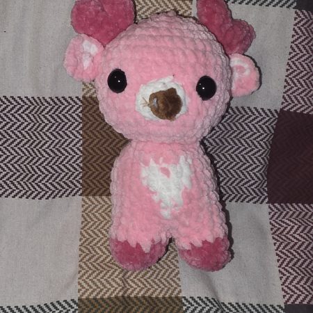 Handmade Crochet Small Reindeer Plushie in Chunky Chenille Yarn