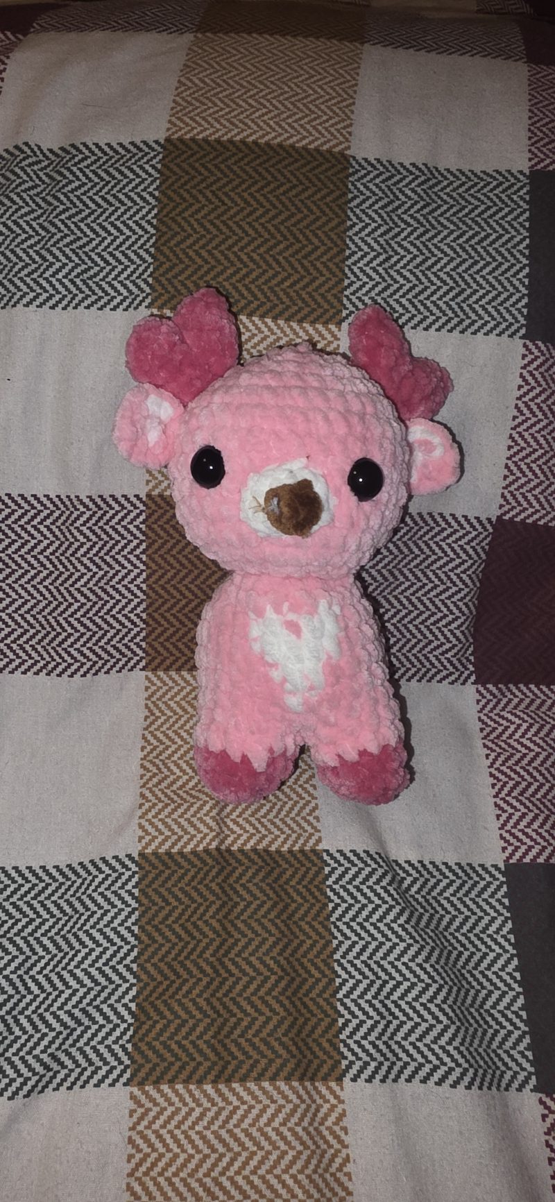 Handmade Crochet Small Reindeer Plushie in Chunky Chenille Yarn