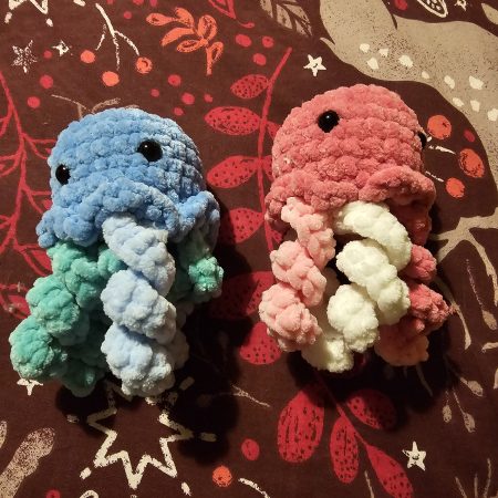 Handmade 6 Inch Amigurumi Jellyfish Toy in Blue, Pink or Purple