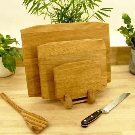 Set of 3 Solid Oak Chopping Boards – Large, Medium & Small