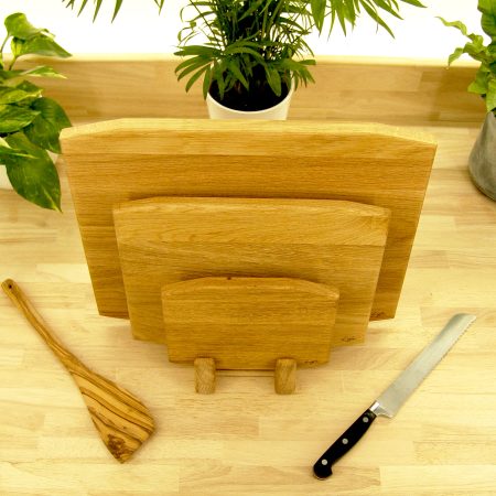 Set of 3 Solid Oak Chopping Boards – Large, Medium & Small