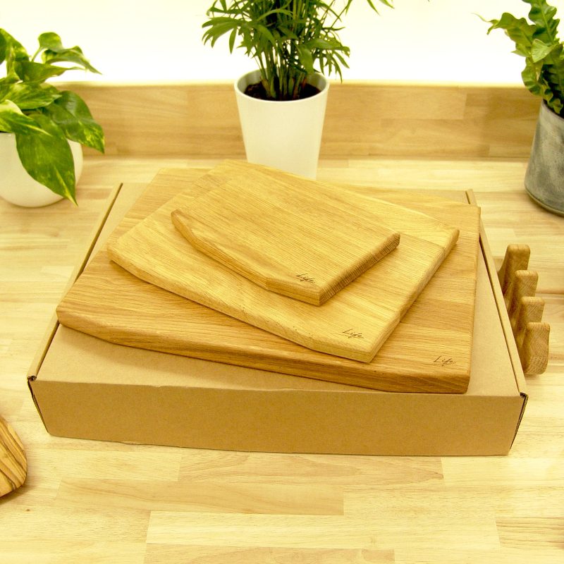 Set of 3 Solid Oak Chopping Boards – Large, Medium & Small