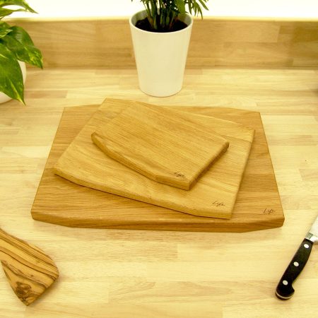 Set of 3 Solid Oak Chopping Boards – Large, Medium & Small