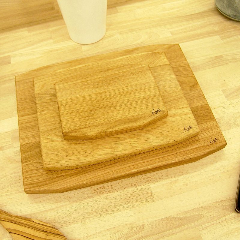 Set of 3 Solid Oak Chopping Boards – Large, Medium & Small