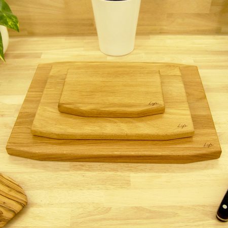 Set of 3 Solid Oak Chopping Boards – Large, Medium & Small