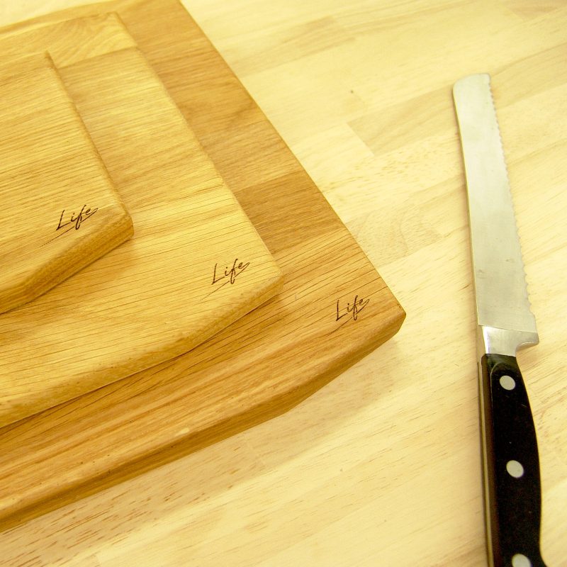 Set of 3 Solid Oak Chopping Boards – Large, Medium & Small