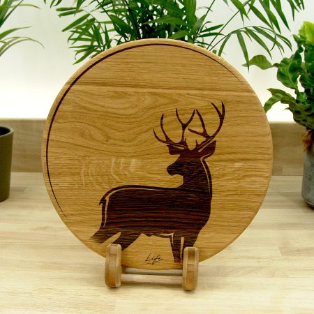 Stag & Moon Chopping Board – Solid Oak Woodland Chopping Board