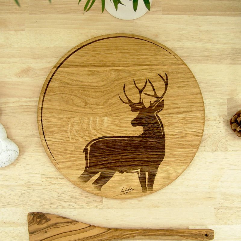 Stag & Moon Chopping Board – Solid Oak Woodland Chopping Board