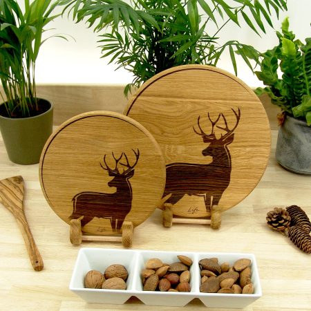 Stag & Moon Chopping Board – Solid Oak Woodland Chopping Board