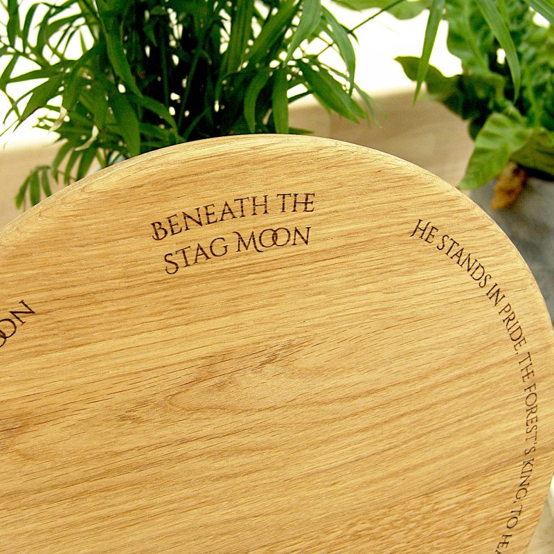Stag & Moon Chopping Board – Solid Oak Woodland Chopping Board