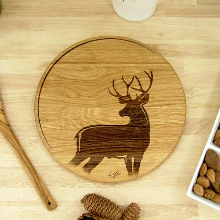Stag & Moon Chopping Board – Solid Oak Woodland Chopping Board