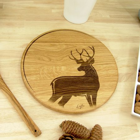 Stag & Moon Chopping Board – Solid Oak Woodland Chopping Board