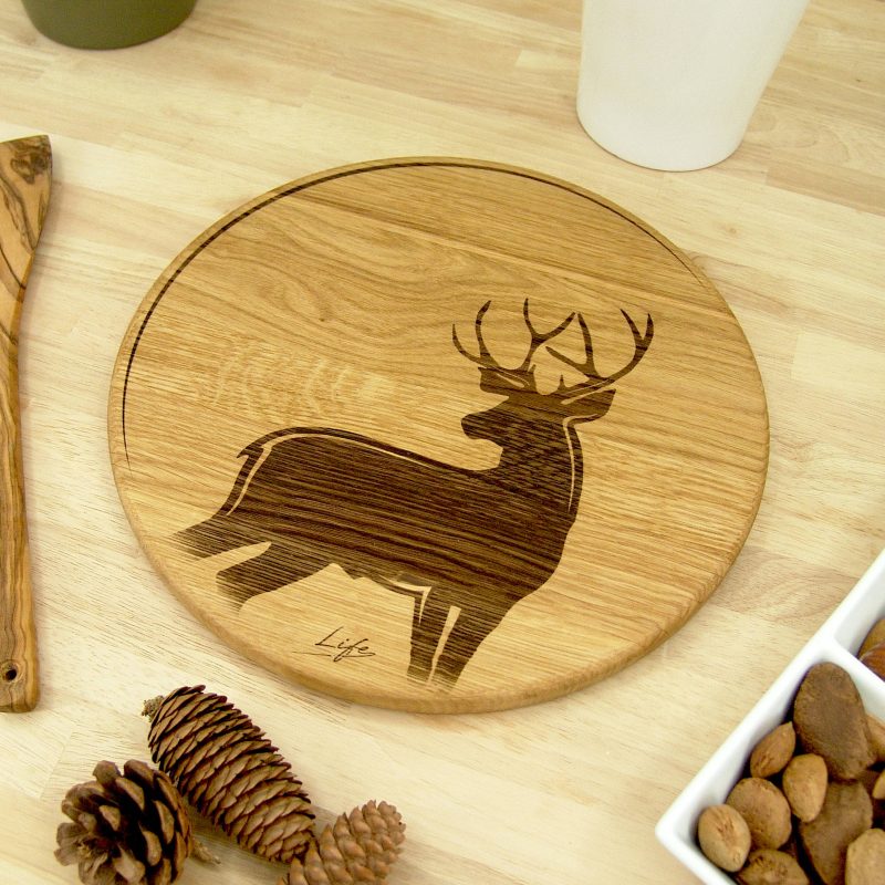 Stag & Moon Chopping Board – Solid Oak Woodland Chopping Board