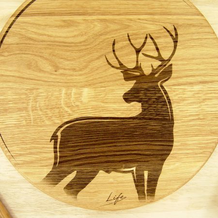 Stag & Moon Chopping Board – Solid Oak Woodland Chopping Board
