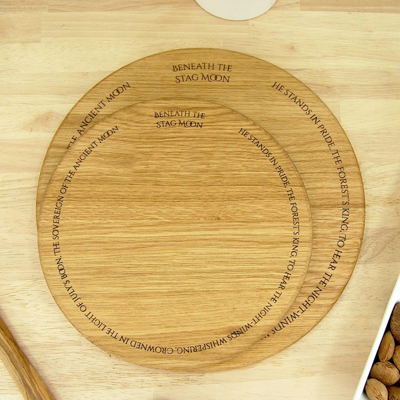 Stag & Moon Chopping Board – Solid Oak Woodland Chopping Board
