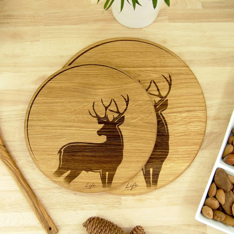 Stag & Moon Chopping Board – Solid Oak Woodland Chopping Board
