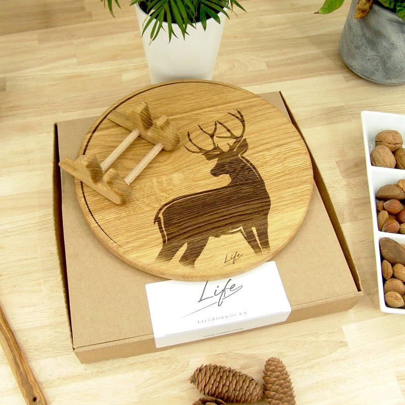 Stag & Moon Chopping Board – Solid Oak Woodland Chopping Board