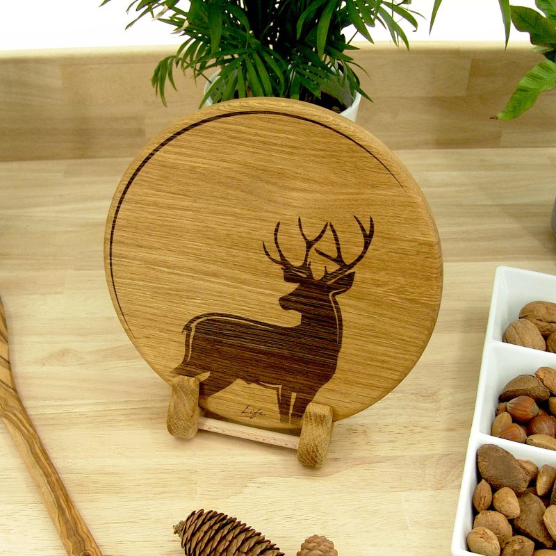 Stag & Moon Chopping Board – Solid Oak Woodland Chopping Board