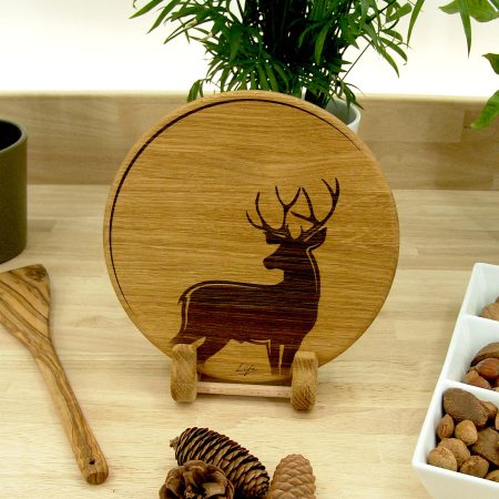 Stag & Moon Chopping Board – Solid Oak Woodland Chopping Board